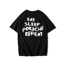 Brz Collection Unisex Oversize Eat Sleep Porsche Repeat T-shirt-siyah Siyah Brz Collection Unisex Oversize Eat Sleep Porsche Repeat T-shirt-siyah Siyah