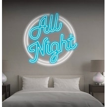 All Night Yazılı Neon Tabela Turkuaz