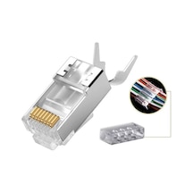 Cat7 Cat6A EZ Yeni Nesil RJ45 Delikli Metal Konnektör - 5 Adet