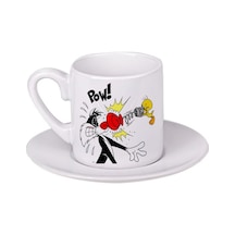 Tweety Ve Sylvester Türk Kahvesi Fincanı Beyaz
