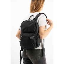 Sanmorris Unisex Suya Dayanıklı Paraşüt Kumaş 5 Bölmeli Laptop Bölmeli Seyahat Ve Okul Çantası Sı-6032 Siyah