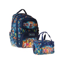 Kaukko Kids Boom Erkek Çocuk Lacivert İlkokul Sırt Çantası Ve Beslenme Çanta Seti - Setkk-l5419b