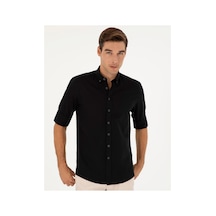 Pierre Cardin Keten Karışımlı Regular Fit Uzun Kollu Gömlek 1834748 Siyah