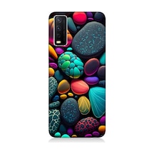 Vivo Y20 Uyumlu Silikon Kılıf Artx Kırmızı Doğa Taşlar