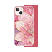 İphone 13-14 Uyumlu Pembe Yaprak Uv Baskılı Silikon Kılıf Renkli