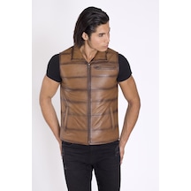 Taba Renk Hakiki Deri Yelek-Taba Taba Renk Hakiki Deri Yelek-Taba