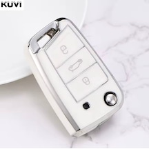 Volkswagen Taigo Beyaz-silver Anahtar Kılıfı