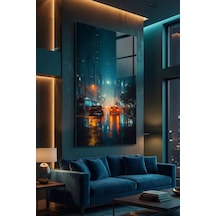 Kırılmaz Cam Tablo 5mm Kalın - Ev İşyeri Duvar Dekorasyonu - Soyut Gece Tasarımlar Dikey - Karanlık Yıldız Ay Sakin Yatak Odası Salon Antre Temperli Uv Baskılı