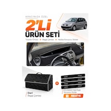 Renault Scenıc 2 2003-2009 Uyumlu Torpido Örtüsü + Deri Bagaj Çantası + Sticker Seti - Siyah Gri
