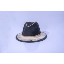 Handmade Şapka Hasır Dekor Siyah