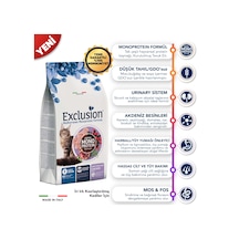 Exclusion Düşük Tahıllı Monoprotein İri Irk İçin Tavuklu Kısırlaştırılmış Kedi Maması 1500 G