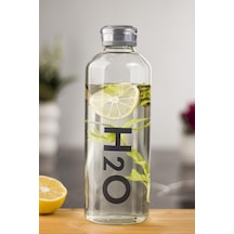 H2o Borosilikat Cam Matara Vakum Kapaklı Su Şişesi Suluk Gri 1000 Ml