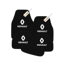 Renault Logolu 5'li Siyah Oto Halı Paspas Seti Kaymaz Tabanlı, Araç İçi Zemin Koruyucu