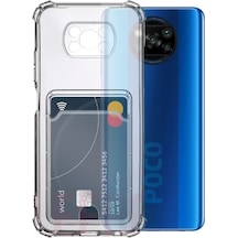 Kvy Xiaomi Poco X3 Pro Kamera Korumalı Kartlıklı Setra Şeffaf Silikon Kılıf