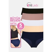 Kadın Külot, Orta Yüksek Bel Büyük Beden Külot 4xl-5xl-6xl 5 Adet, Yumuşak Pamuklu Rahat Kumaş Siyah - Vizon - Ten Rengi