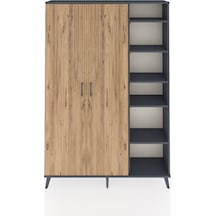 Arges Dolap 7 Raflı 2 Kapaklı Tek Askılı 132x30x195 Antrasit-çam/antrasit Atlas Çam/antrasıt
