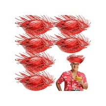 Mey İthalat Tropikal Parti Kırmızı Hasır Hawaii Şapkası 13x36 Cm