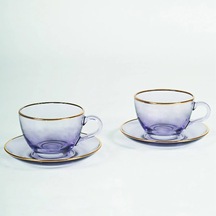 Raklee Five O'clock 2'li Çay Fincan Seti - Mor - 240 Ml Renkli