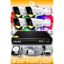 Elitcam 4 Kameralı Süper 4 Dış Kamera Set 250 GB 5 MP 2K Net Renkli Gece Görüşlü Güvenlik Kamerası Sistemi
