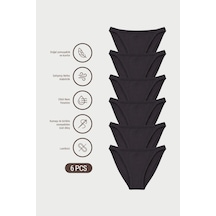 Auw Kadın Yanları İnce Pamuklu Modal Slip Külot 6'lı - Softfit Siyah