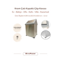 Krom Sallanır Çatı Kapaklı Çöp Kovası 11 Lt