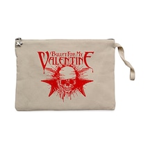 Bullet for My Valentine Skull Krem Clutch Cüzdan / El Çantası Krem