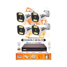 Fury 4 Lü Sesli 6 Warm Led Gece Renkli Görüş Su Geçirmez Güvenlik Kamerası Seti 1tb