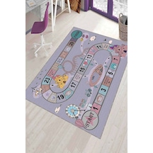 Gri Kaymaz Tabanlı Bulmacalı Oyun Halısı Çocuk Halısı Kd056n11