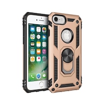 Newface Apple  Uyumlu - iPhone 7 Kılıf Sofya Yüzüklü Silikon Kapak - Gold