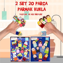 2 Set 20 Parça Tox Taşıtlar ve Aile Bireyleri Parmak Kukla T751