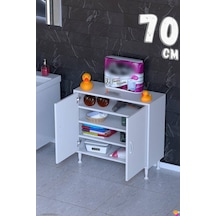 Söke 70 Cm Çok Amaçlı Kapaklı 3 Raflı 4 Bölmeli Şifonyer Dolap Beyaz