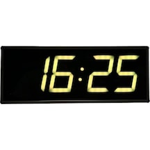 Sanec Wifi Senkronize Dijital Led Duvar Ve Masa Saat Derece Otomatik İnternet Saat Ayarlı, Sarı Led, 15x37 Cm Sarı