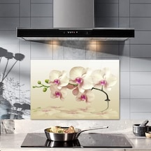 Decorıta Krem Orkide Desen / Ocak Arkası Koruyucu 40cm X 60cm