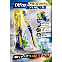 Difaş Love Your Teeth Diş Fırçası 1 Adet Orta Sert Ergonomik Tutma Saplı Manuel Diş Fırçası