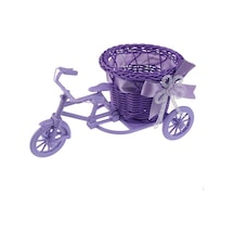 Yapay Bisiklet Kumaş Çiçek Sepeti, Düğün Masası İçin Masaüstü Depolama Hediye Bitki Tutucu Mor