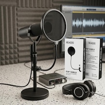 Nemesis Pop Filter Shield Mikrofon Pop Filtresi, 360 Derece Esnek Metal Gövde, Ayarlanabilir Kelepçeli Stüdyo Filtresi