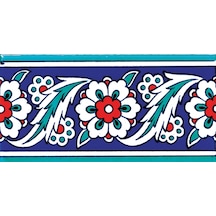 Armada Çini 10x20 Cm Ks 8 İznik Çiçek Desenli Seramik Çini Bordür