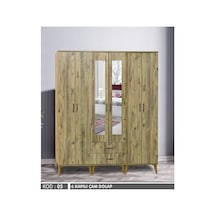 Maye 6 Kapılı Çam Aynalı Dolap