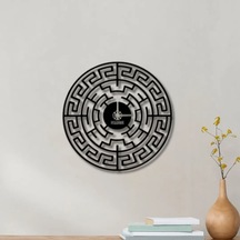 Metal Duvar Saati Labirent Detaylı Küçük Akrep Dekoratif Saat Siyah-46 X 46