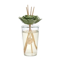 Parlak Sırlı Yeşil Seramik Gül Detaylı Çubuklu Oda Kokusu 400 Ml-white Jasmine Yasemin