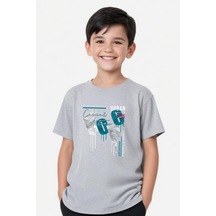 Hope Baskılı Erkek Çocuk Yuvarlak Yaka Kısa Kollu T-shirt Gri