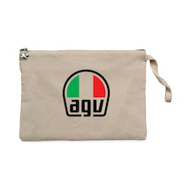 Agv Logo Krem Clutch Astarlı Cüzdan / El Çantası