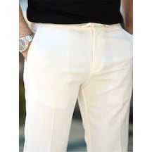 Rahat Şık Kolay Ütülenebilir Slim Fit Kumaş Jogger Pantolon Ekruu