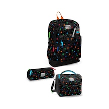 Coral High Kids Siyah Renkli Petek Desenli 3 Lü Okul Çanta Seti Set0133210 Çok Renkli