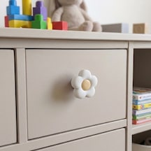 Çocuk Odası Mobilya Kulp Dolap Düğme Gül No:43 Beyaz - Sarı