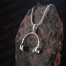Takılingo 925 Ayar Gümüş Kulaklık Motifli Z Kuşağı Erkek Kolye Gümüş