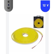 12 Volt 6x12 Mm Esnek Neon Led Sarı Amber 5 Metre