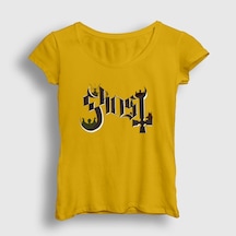 Presmono Kadın Logo Ghost T-shirt Sarı