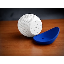 Bezos 3d Baskı Küre Saksı - Kafes Dokulu İki Parçalı Dekoratif Saksı - Beyaz-mavi Dlra Standart