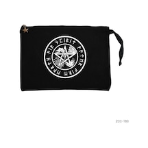 Zepplin Giyim The Witches Pentagram Siyah Clutch Astarlı Cüzdan / El Çantası